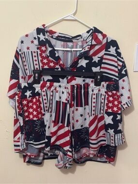 Celebrate It Red, White & Navy Star & Stripe Two-Piece Pajama Set